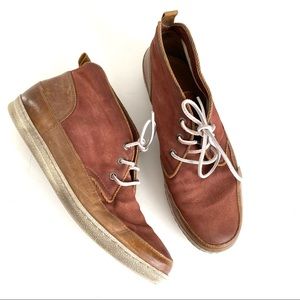 MJUS Mens EU 43 / US 9 Brown Leather Casual Lace Up Ankle Boots Sneakers